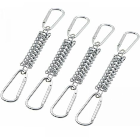 4pcs Boucle Ressort Tension Fixation Store - Voile D'ombrage Fixations Accessoires en Acier Inoxydable avec 4 Ressorts HéLicoïdaux 8 Mousquetons pour Tentes Auvents Camping