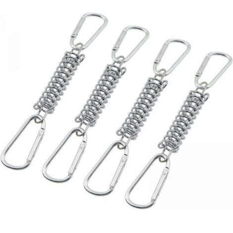 4pcs Boucle Ressort Tension Fixation Store - Voile D'ombrage Fixations Accessoires en Acier Inoxydable avec 4 Ressorts HéLicoïdaux 8 Mousquetons pour Tentes Auvents Camping