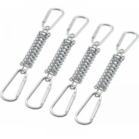 4pcs Boucle Ressort Tension Fixation Store - Voile D'ombrage Fixations Accessoires en Acier Inoxydable avec 4 Ressorts HéLicoïdaux 8 Mousquetons pour Tentes Auvents Camping