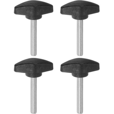 4Pcs Boutons à Ailettes En T, Vis à Pouce M6 X 40mm, Filetage Mâle Standard, Poignées En Plastique, Boutons de Serrage à Main, Vis à Pouce, Noir.