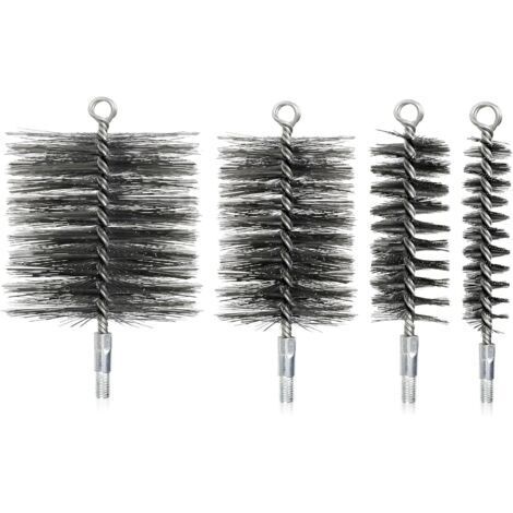 4PCS Brosse de Ramonage Cheminée, Kit Ramonage Poele Pellet Brosse de Chaudière Métallique, Ø 30/50/80/110mm, Longueur 185mm