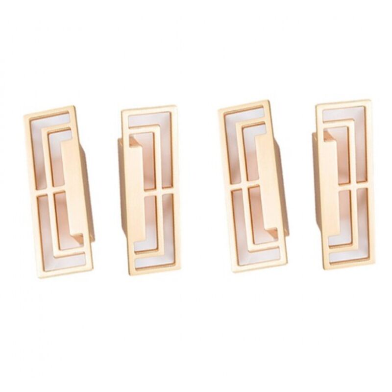 Csparkv - 4Pcs Brushed Gold Drawer Handles for tv Cabinet Cupboard, Elegant Gold Copper Handles, Modern Chinese Auspicious Pattern Double Hole 32mm