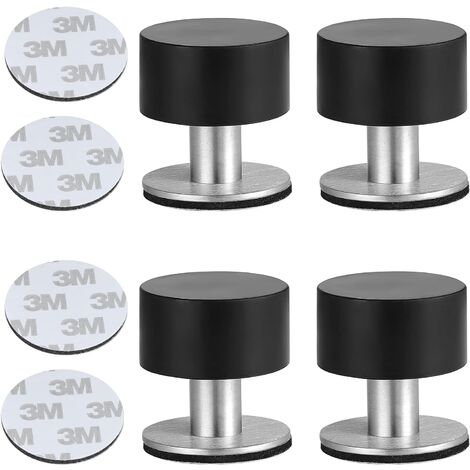 4pcs Butées Porte Adhesive Acier Inoxydable Butoir Arrêts Porte Door Stoppers Avec Caoutchouc Antichoc pour Montage Mural ou au Sol avec Ruban Adhésif Double Face 3M