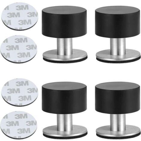 4pcs Butées Porte Adhesive Acier Inoxydable Butoir Arrêts Porte Door Stoppers Avec Caoutchouc Antichoc pour Montage Mural ou au Sol avec Ruban Adhésif Double Face 3M