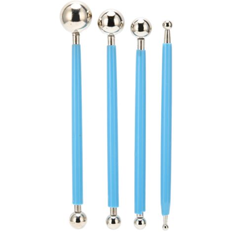 4Pcs Cake Metal Ball Dotting Sculpting Modeling Tool Set for Cake Fondant Decoration