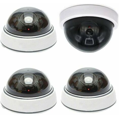 4PCS Caméra Factice Dme sans Fil Faux Simulation de Sécurité Extérieur avec Look Réaliste LED IR pour Protection de Sécurité de Magasin et Maison