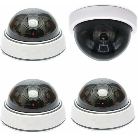 4PCS Caméra Factice Dme sans Fil Faux Simulation de Sécurité Extérieur avec Look Réaliste LED IR pour Protection de Sécurité de Magasin et Maison