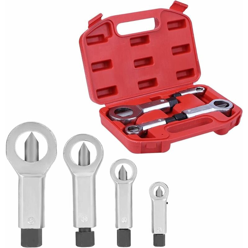 4pcs Casse Ecrou Voiture - à toute épreuve Extracteur Ecrou Séparateur de Boulons pour Enlever les écrous Cassés et Endommagés (9-12 mm 12-16 mm