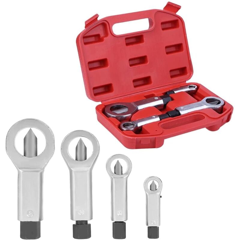 4pcs Casse Ecrou Voiture - à toute épreuve Extracteur Ecrou Séparateur de Boulons pour Enlever les écrous Cassés et Endommagés