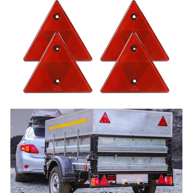 4PCS Catadioptre Remorque,Sicherheits Reflektor Anhänger,Triangle Remorque, Équipement de Remorque Réfléchissant,Atadioptre,Triangle Voiture,Convient
