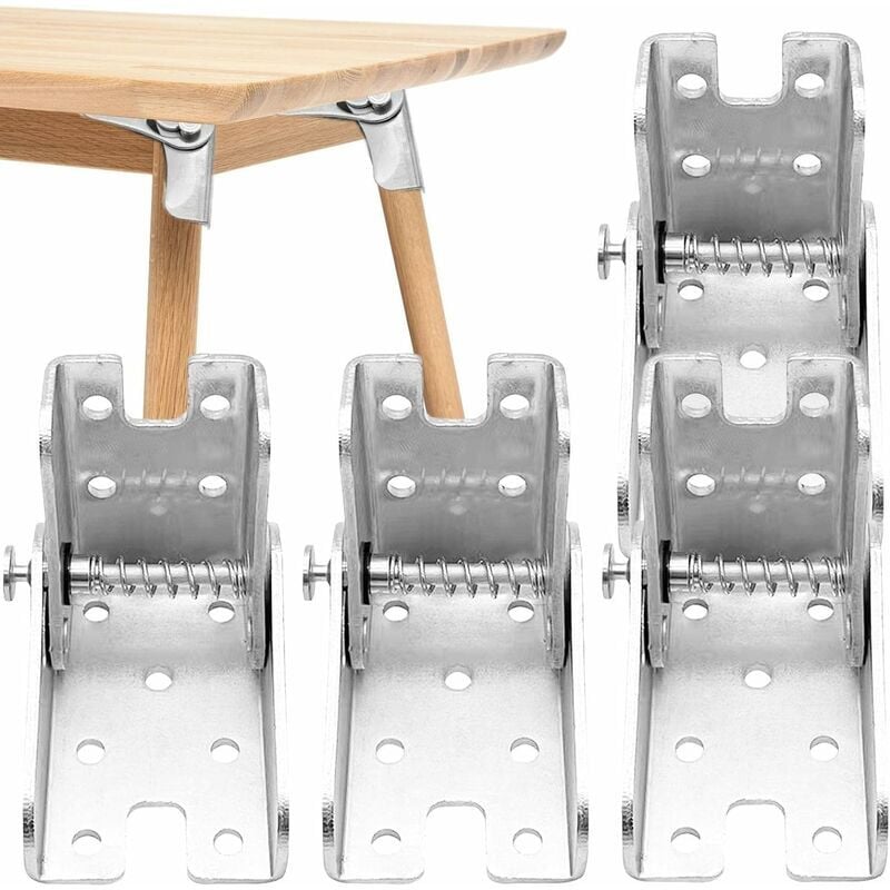 4pcs charnière pliante autobloquante à 90 degrés support de jambe de table pliante en acier, support de support