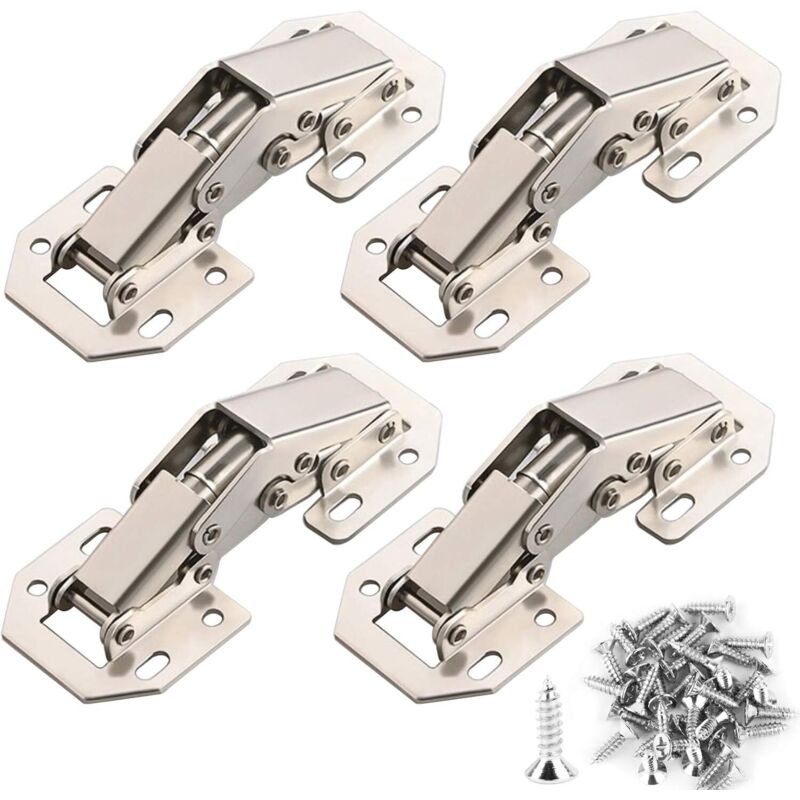 4PCS Charnière Porte Placard 90 Degrés avec Vis Amortisseur Piston Compression Support Relevable Accessoire Meubles Coin 77mm x 32mm