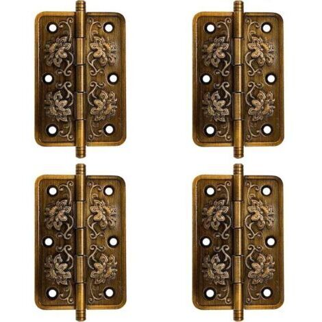 4pcs Charnières Antiques - Charniere Porte Placard Vintage - Charniere Decorative - Charnière Laiton Antique,Pour la décoration d'armoires,de portes en bois,de bibliothèques