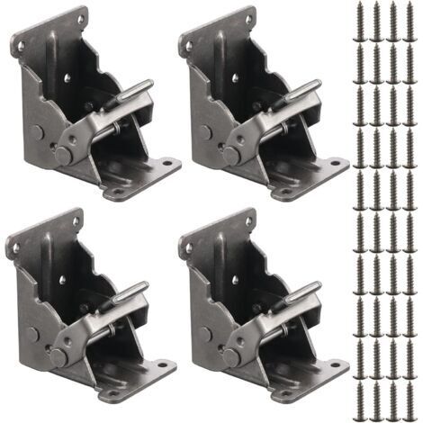 4Pcs Charnières Autobloquantes, Support Pliable Raccords de Jambe, Charnière pour Pieds à Rabat de Meuble Pliant Pour Table, Lit, avec  de Vis