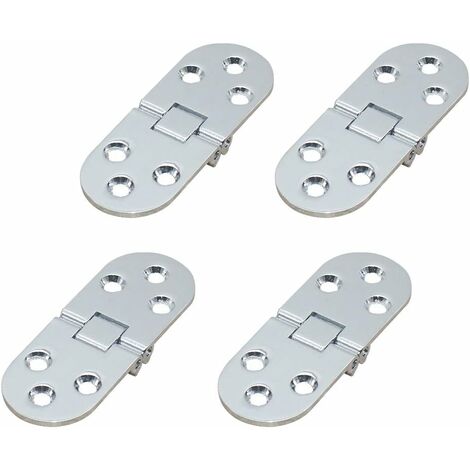 4Pcs Charnières de Table Pliantes, Plat Porte Cabinet pliable Charnières, Zinc Métal Round Edge Machine à Coudre Table Pliante Meubles Flip Plateau Charnière, pour Meubles Armoire (Argent)