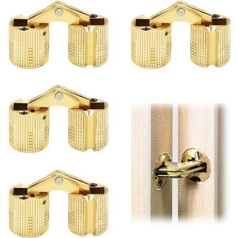 4Pcs Charnières Invisibles en laiton Angle D'ouverture 180° en Cuivre Baril en Laiton Cylindrique Charnière en Cuivre Caché Charnières de Meubles pour DIY Boîte À Bijoux Main Artisanat (10mm)