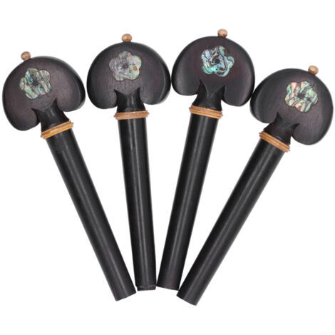 4PCS Chevilles de Réglage Fin en Ébène Noir Pré-percées à la Main pour Violoncelle Résistantes à l'Usure