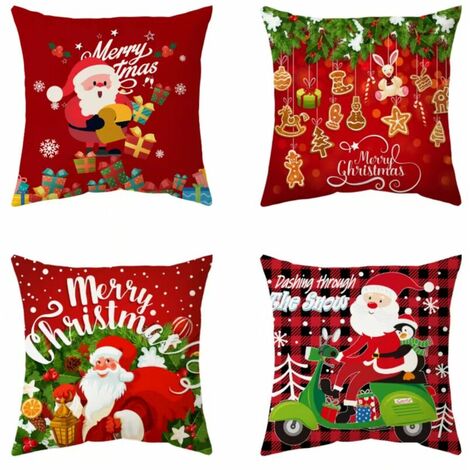 4pcs Christmas Decorative Pillows Sofa Cushions Christmas Cushion Set for Elderly Home