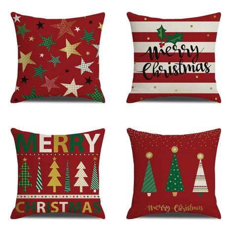 4pcs/set Christmas Pillow Covers 17.7inch*17.7inch, Christmas Deer Forest  Snowflake Bear Blue Christmas Pillow Covers For Sofa Bed Car Decor Winter  Holiday Farmhouse Decoration, Outdoor/indoor Use, Pillow Inserts Not  Included