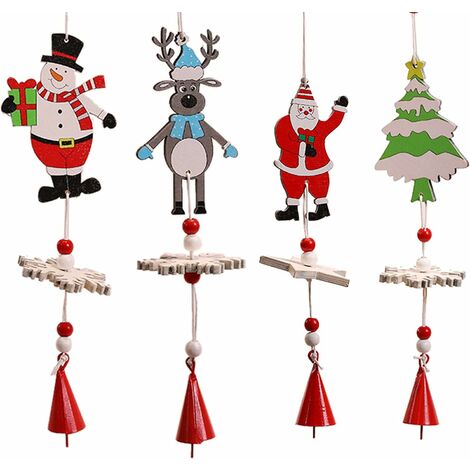 4PCS Wooden Crafts To Paint Christmas Tree Hanging Ornaments