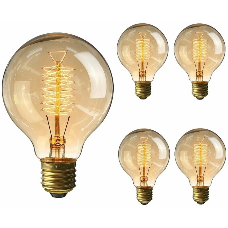 4pcs Circular Edison Light Bulb 60W E26 110v G80-64 Vintage Light