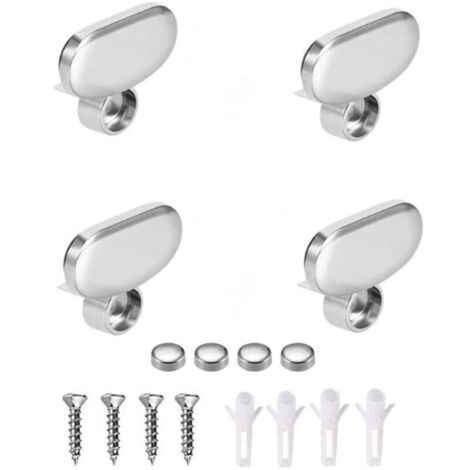 4pcs clips de miroir, clip en verre flottant miroir, clips de miroir de salle de bains, supports de support d'étagère de pince en verre