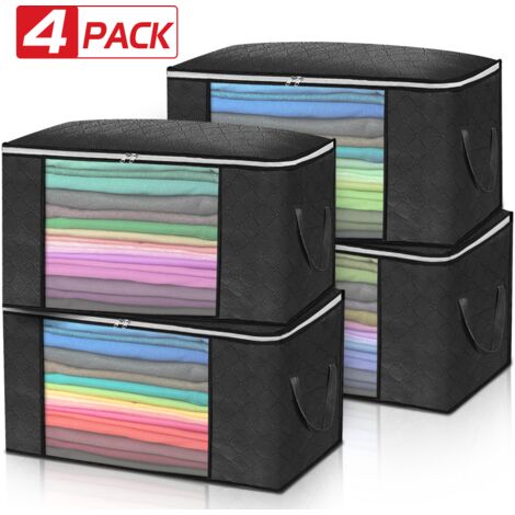 main image of "4PCS Clothes Storage Bags Ziped Underbed Wardrobe Cube Closet Boxes Organizer"