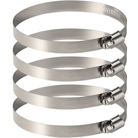 4Pcs Collier de Serrage Tuyau Ajustable en Acier Inoxydable Pour Fixer Souples Durites (141mm-165mm)