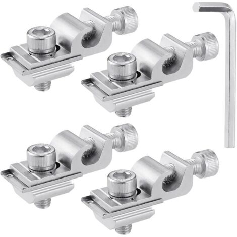4Pcs Colliers de Mise à la Terre pour Panneaux Solaires, Fixation Panneau Solaire, Colliers de Mise à la Terre pour Panneaux Solaires avec 1 Clé, Accessoires pour Support Panneau Solaire