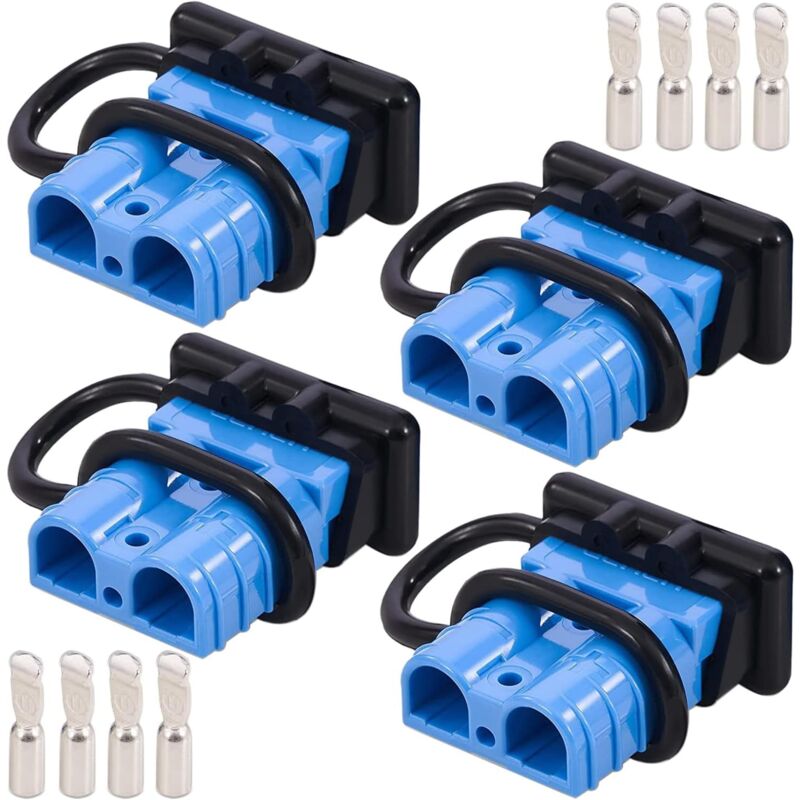 4PCS Connecteur 175A, connecteur de batterie pour chariot élévateur, bleu