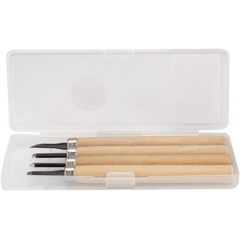 4pcs Couteau à découper Le Bois Sculpture Ciseaux Ciseaux Manuel aiguiseur Outils de Sculpture Ensemble pour Le Travail du Bois Gravure sur Bois en Caoutchouc modèle de Tampon Sculpture projets
