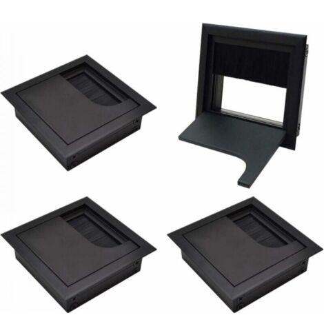 4Pcs Couvercle Passe Câbles Fil Carrée 80x 80mm pour Encastrer sur Table de Bureau Organisateur de Cables pour Meuble Aluminium Noir Anodisé Passage de Câble Cache-Câble