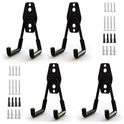 4pcs Crochet de Rangement de Garage en Acier,Stockage outils garage Crochets avec Revêtement Anti-Dérapant Support Lourd pour