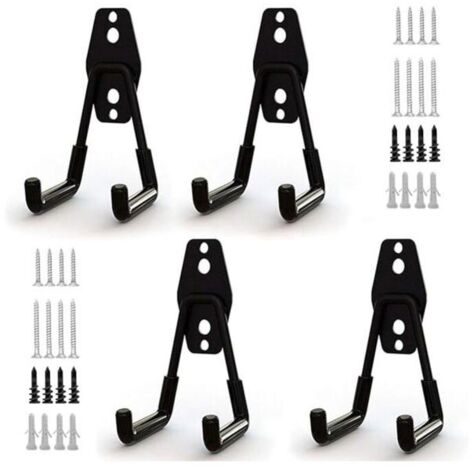 4pcs Crochet de Rangement de Garage en Acier,Stockage outils garage Crochets avec Revêtement Anti-Dérapant Support Lourd pour