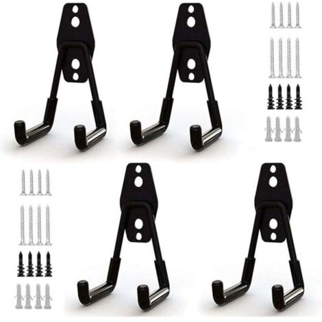 4pcs Crochet de Rangement de Garage en Acier,Stockage outils garage Crochets avec Revêtement Anti-Dérapant Support Lourd pour Accrocher les échelles/vélos/outils de jardin/Cordages