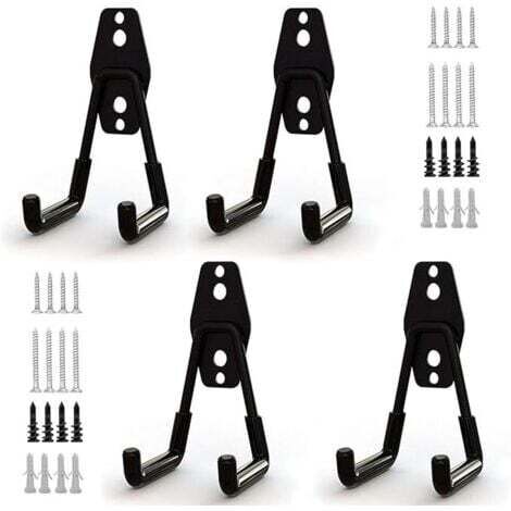 4pcs Crochet de Rangement de Garage en Acier,Stockage outils garage Crochets avec Revêtement Anti-Dérapant Support Lourd pour Accrocher les échelles/vélos/outils de jardin/Cordages