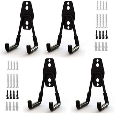 4pcs Crochet de Rangement de Garage en Acier,Stockage outils garage Crochets avec Revêtement Anti-Dérapant Support Lourd pour Accrocher les échelles/vélos/outils de jardin/Cordages