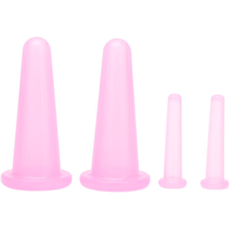 4pcs Cupping Set Massage Therapy Cups Convenient Practical Compact Lightweight Soft Flexible Cleanable Face MassagerPink