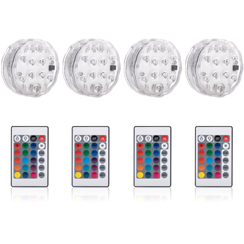 

4pcs de buceo de colores de luz de control remoto a prueba de agua Submarino Perilla luz del acuario de luz, 4pcs