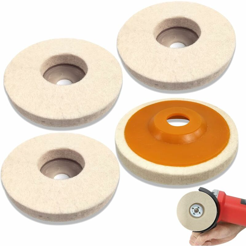 Ersandy - 4Pcs Diamètre 125mm Disque de Polissage Meuleuse, Polissage Meuleuse D'angle Bore Dia 22mm, Feutre de Laine Roue de Polissage pour