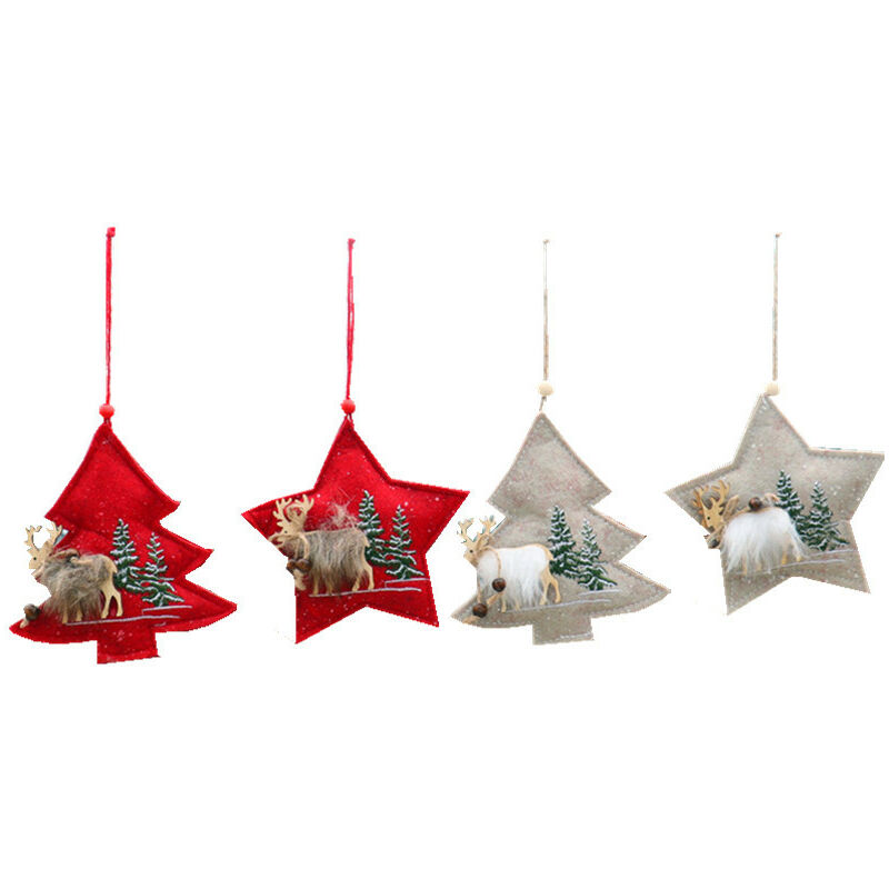 

4pcs Divertida decoración colgante de Navidad Colgantes creativos para árboles de Navidad Elk Decoración colgante Navidad de madera Colgantes de