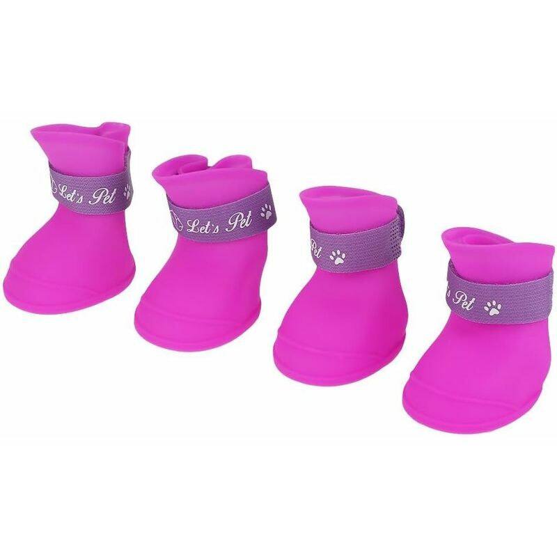 4Pcs Dog Shoes Silicone Boots Waterproof Anti-slip Protective Rain Shoes for Small Animal Dog (xl / Black)
