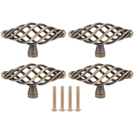 4Pcs Door Handle Antique Zinc Alloy Pull Knobs Closet Wardrobe Drawer Cabinet Hardware Accessory