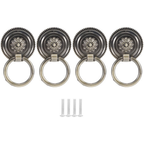 4Pcs Door Ring Knocker Antique Zinc Alloy Drawer Closet Cabinet Handles Hardware FittingBronze