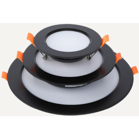 4pcs, Downlight LED Empotrable 5W, Foco LED Empotrable Techo Redondo. Carcasa negra, luz cálida-3000 K, diámetro de superficie 10 cm, apertura 7-7,5 ccm, sala de estar, centro comercial, hotel, oficin