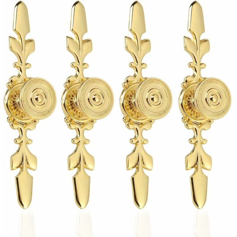4Pcs Drawer Handles Vintage Style Zinc Alloy Knob Furniture Pull Drawer Wardrobe Closet Cabinet with Screws Home Decoration (Golden)