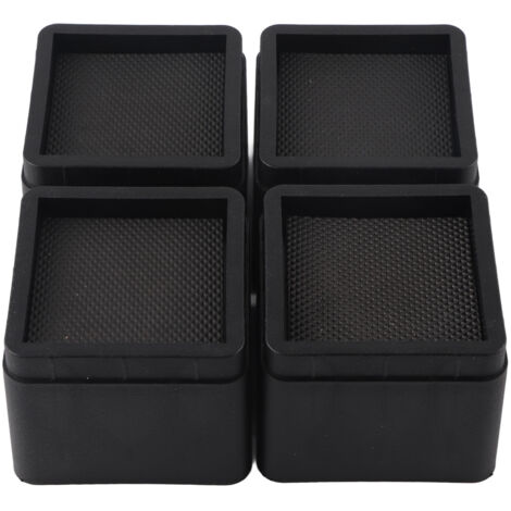 4PCS Durable Stackable Bed Risers Black Square MoisturE proof Insect Proof Furniture Legs