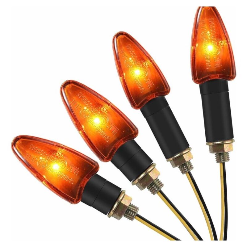 Csparkv - 4pcs E-Marqué Clignotants Moto 10W Haute Puissance Ampoule Feu Clignotant Indicateur Lumière Ambre Étanche 12V pour M10 Universel Moto