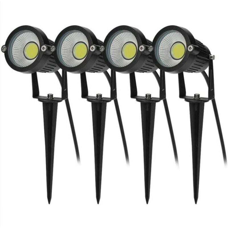 Fitags - 4PCS Éclairage Extérieur à Piquer cob 5W 220V IP65 Étanche Orientable Projecteur Spot Led Lampe de Jardin Éclairage