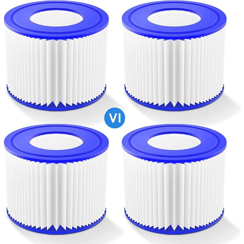 4PCS Élément filtrant plissé pour nettoyage de piscine Bestway VI compatible avec le filtre Intex Bestway